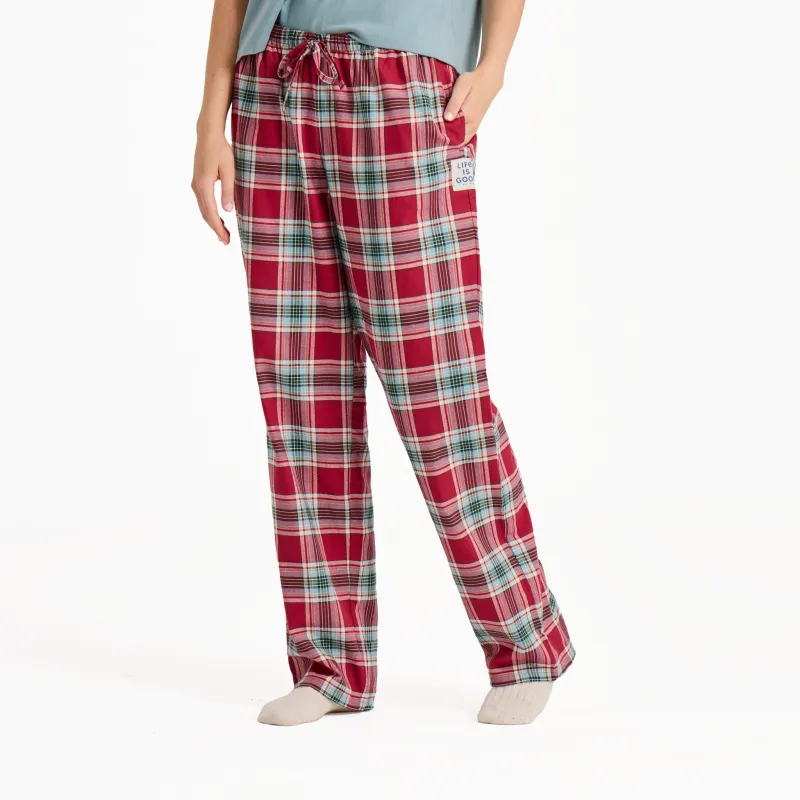 Women's Adirondack Red Holiday Plaid Classic Sleep Pant sold by Life is Good