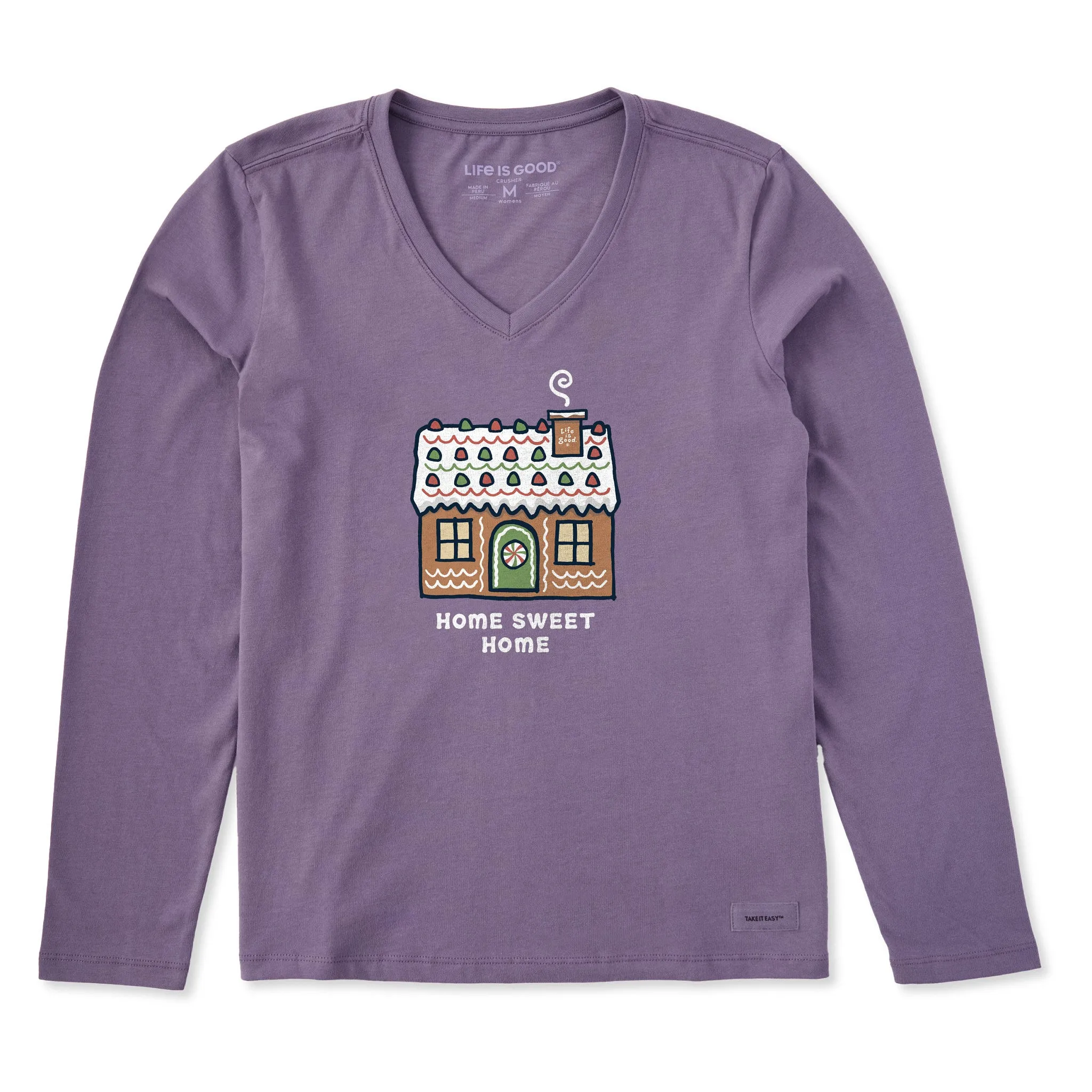 Women's Home Sweet Gingerbread Home Long Sleeve Crusher Vee sold by Life is Good product image thumbnail 3