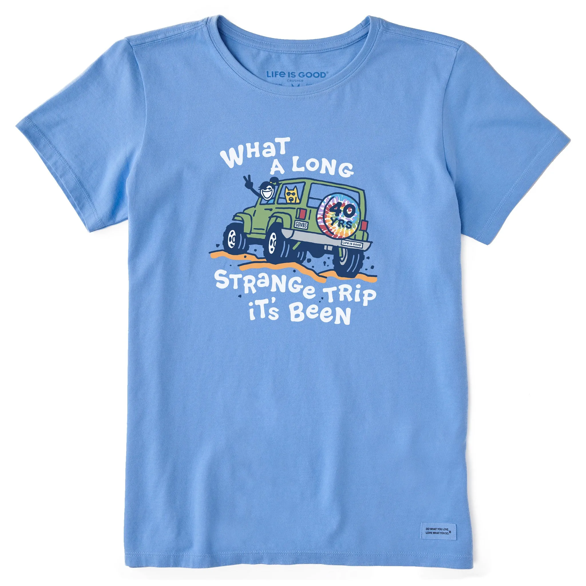 Women's Jackie Strange Trip 40 Yrs. Short Sleeve Crusher Tee sold by Life is Good