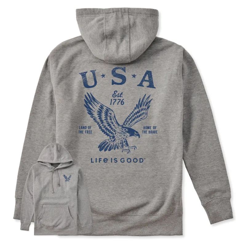 Adult Unisex USA 1776 Eagle Every Wear Hoodie Sweatshirt sold by Life is Good