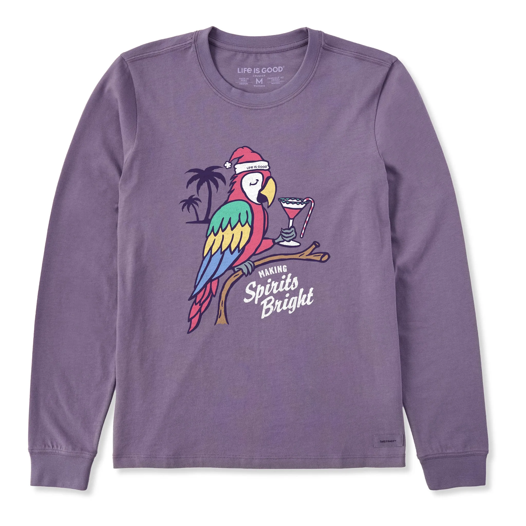 Women's Holiday Parrot Long Sleeve Crusher Tee sold by Life is Good product image thumbnail 3