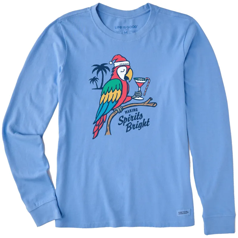 Women's Holiday Parrot Long Sleeve Crusher Tee sold by Life is Good