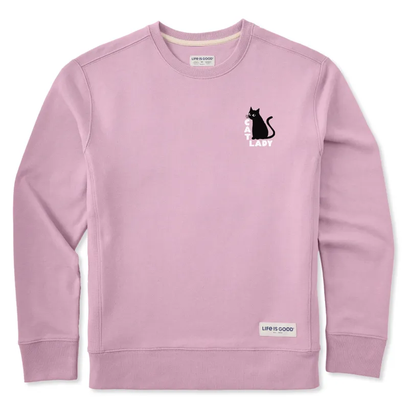 Women's Cat Lady Mini Simply True Fleece Crew sold by Life is Good