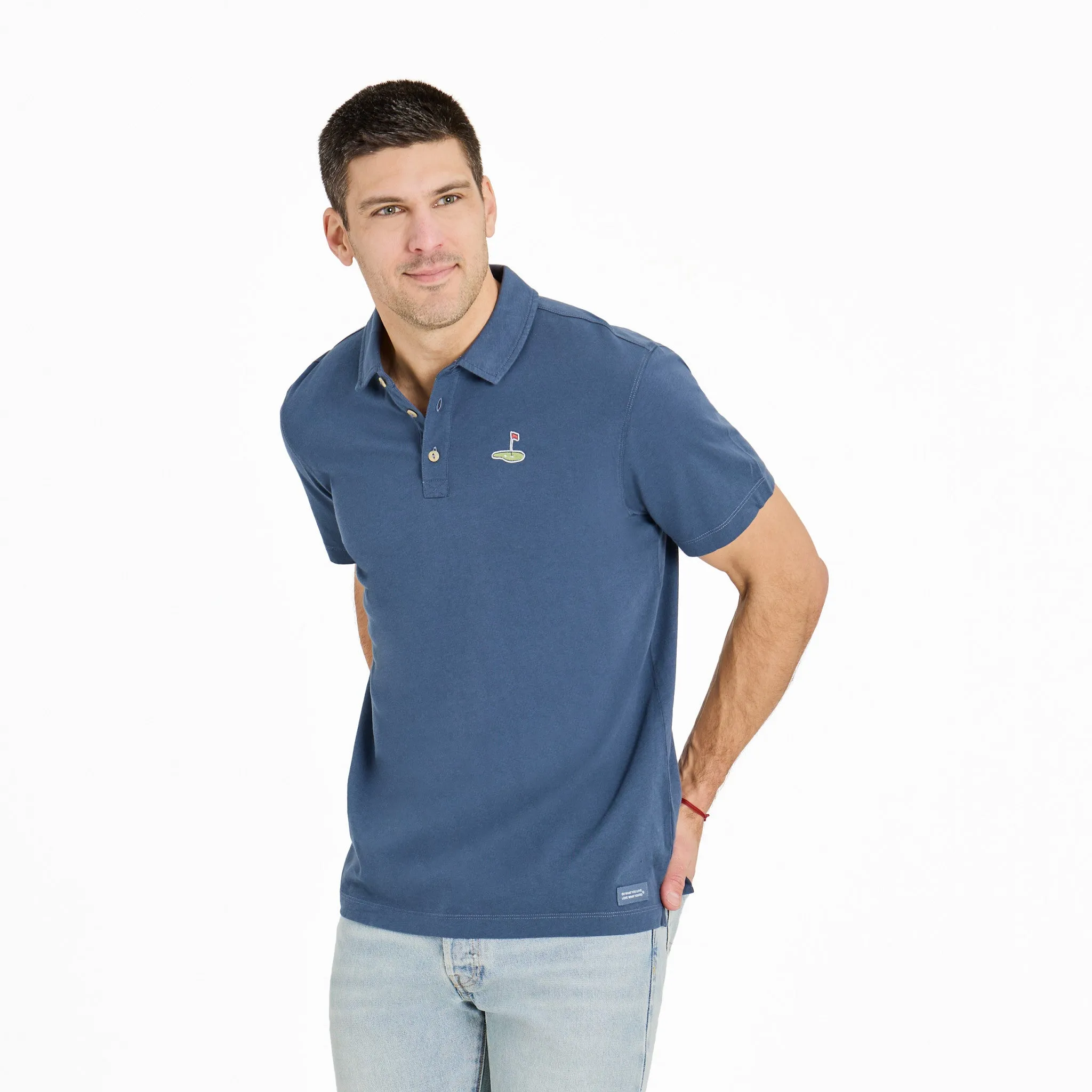 Men's LC Golf Flag Short Sleeve Crusher-LITE Polo sold by Life is Good