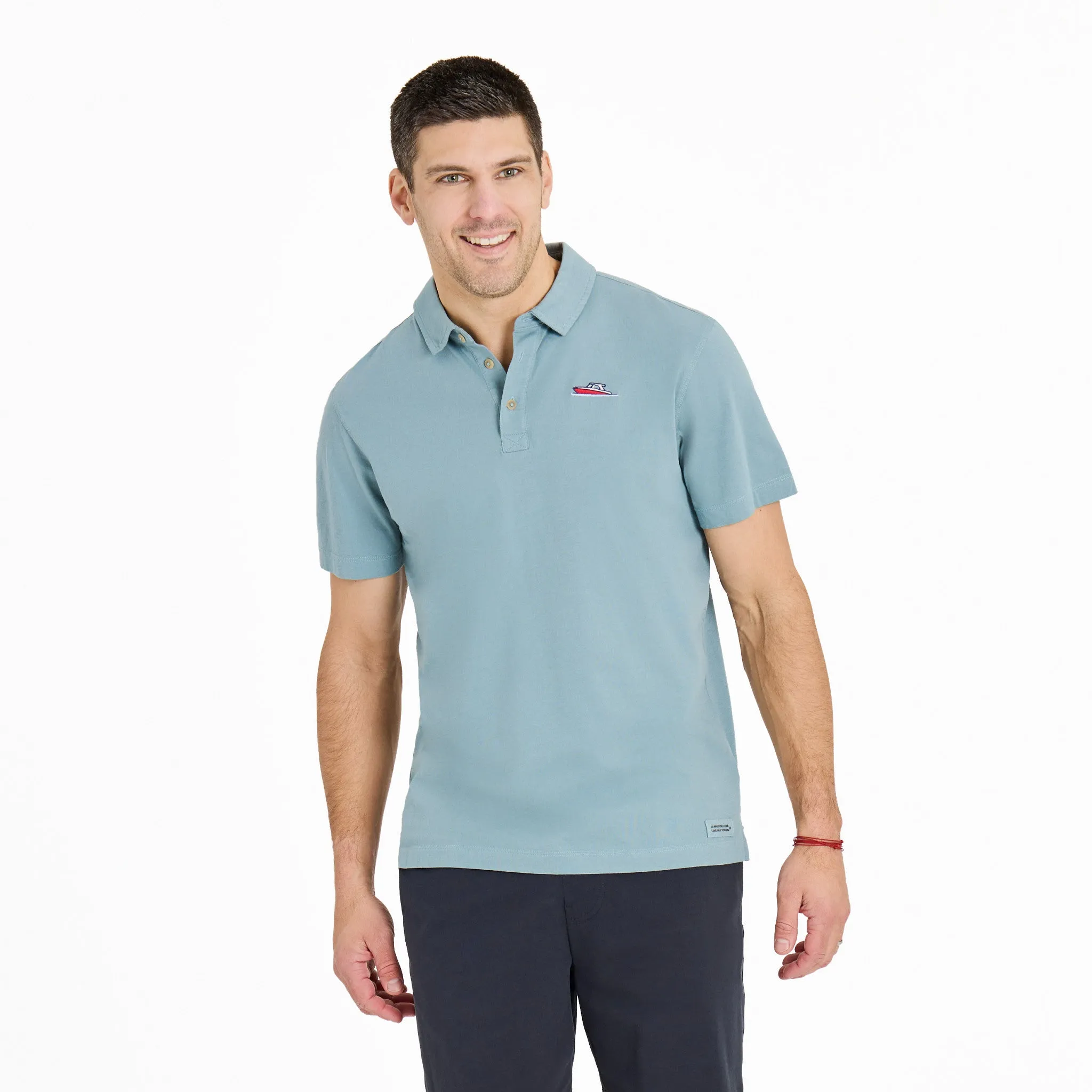 Men's Boat on the Water Short Sleeve Crusher-LITE Polo sold by Life is Good