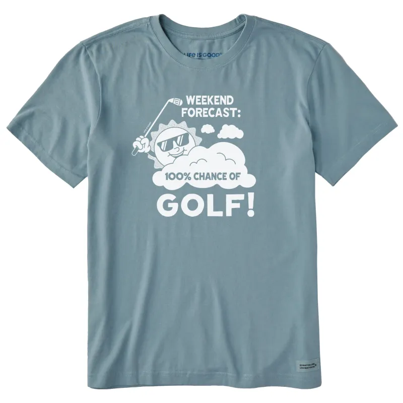 Men's 100% Chance of Golf Short Sleeve Crusher-LITE Tee sold by Life is Good