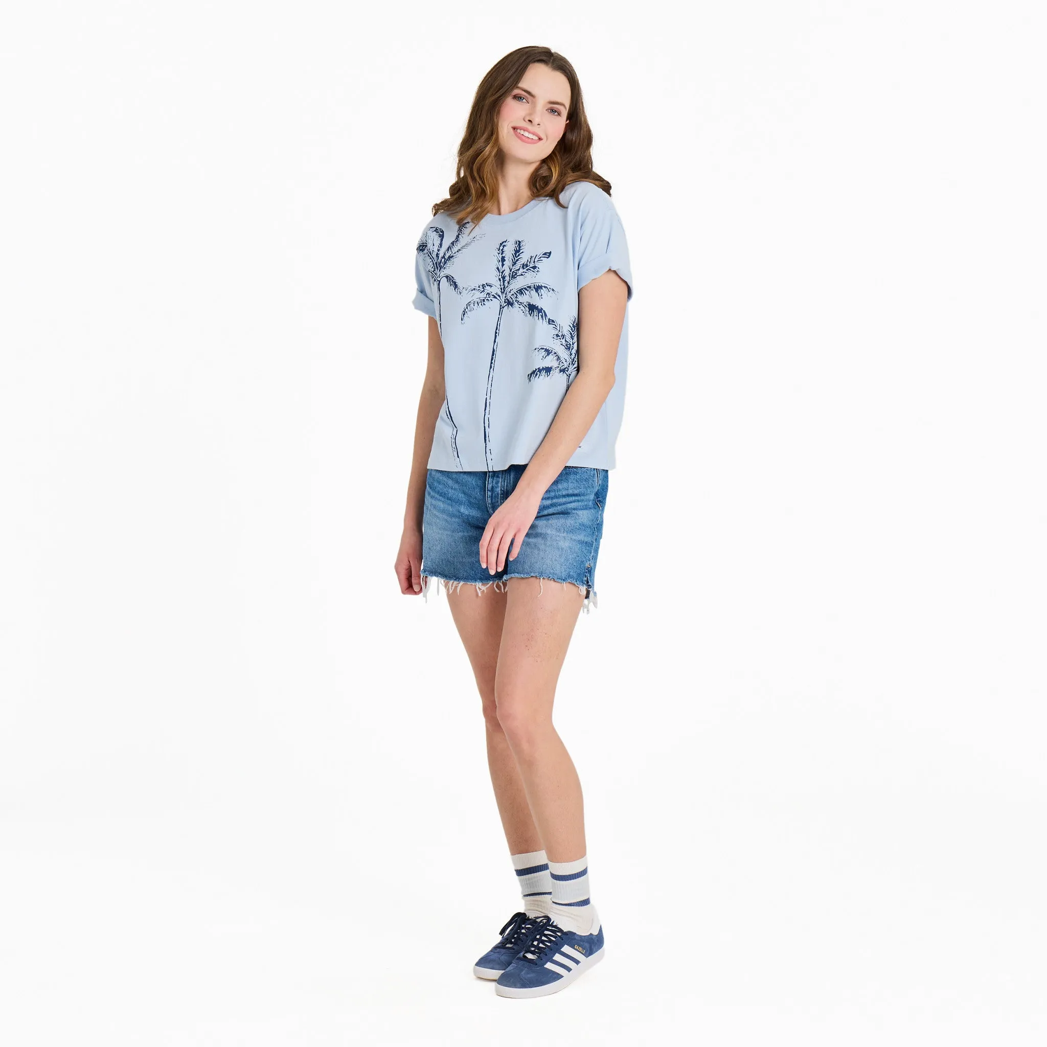 Women's Tropical Palm Vibes Short Sleeve Crusher Boxy Tee sold by Life is Good product image thumbnail 4