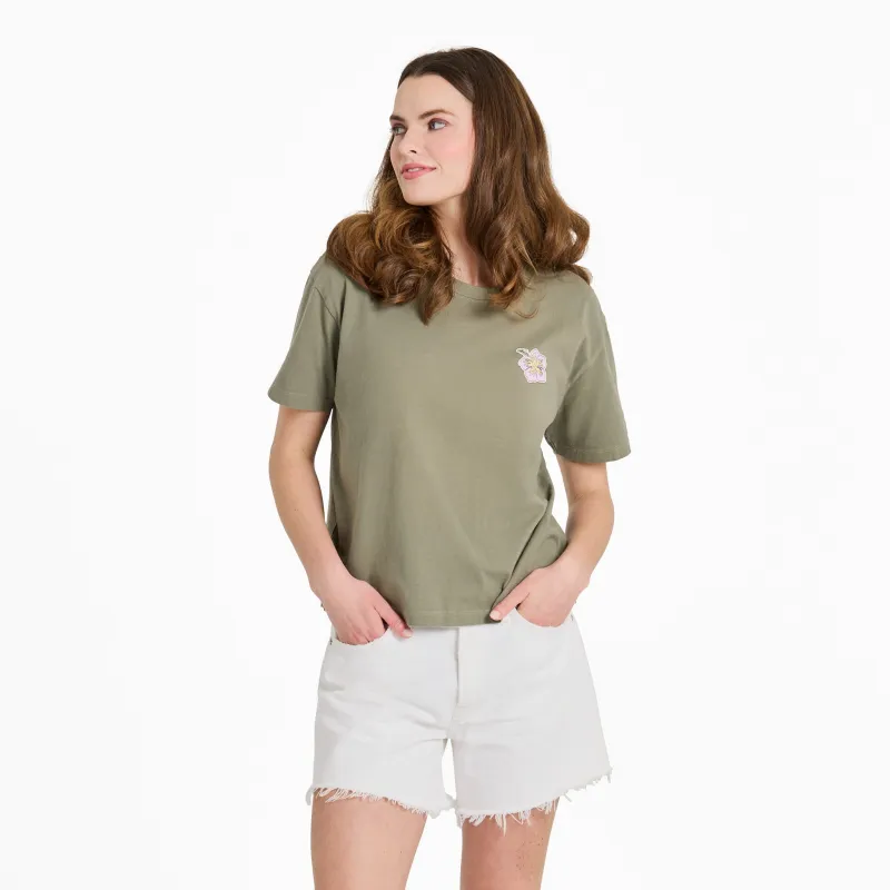 Women's Flamingo in Paradise Short Sleeve Crusher Boxy Tee sold by Life is Good