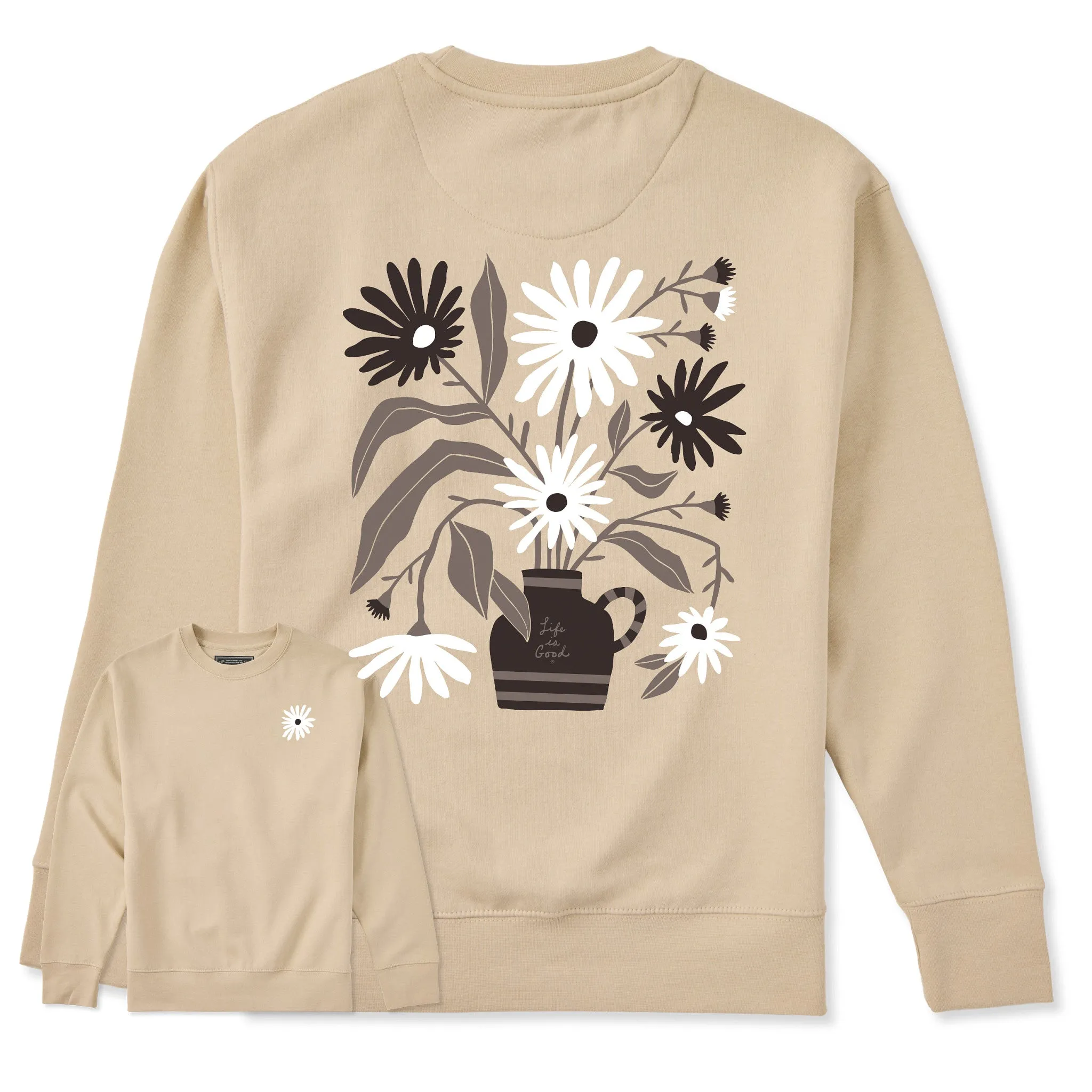 Adult Unisex Blue Daisies Every Wear Crew Sweatshirt sold by Life is Good