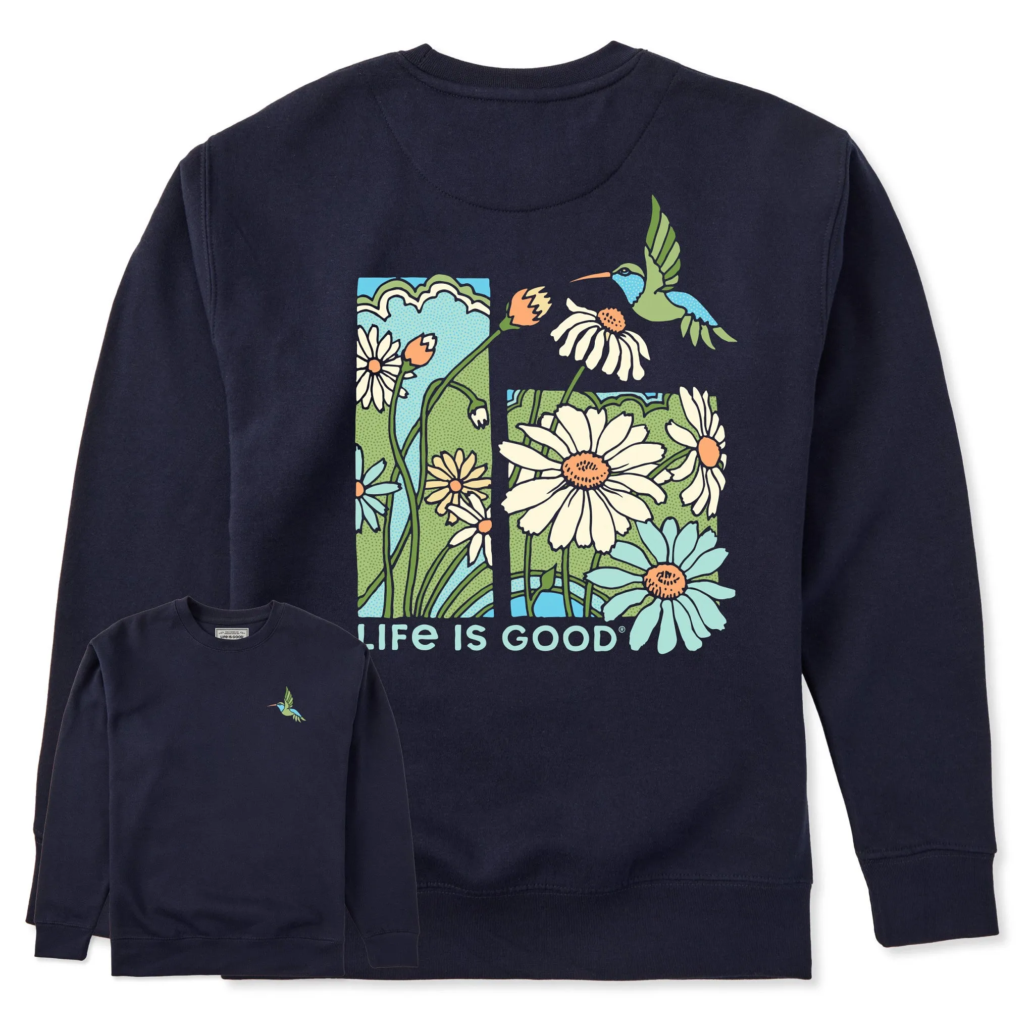Adult Unisex Life is Good Hummingbird Every Wear Crew Sweatshirt sold by Life is Good