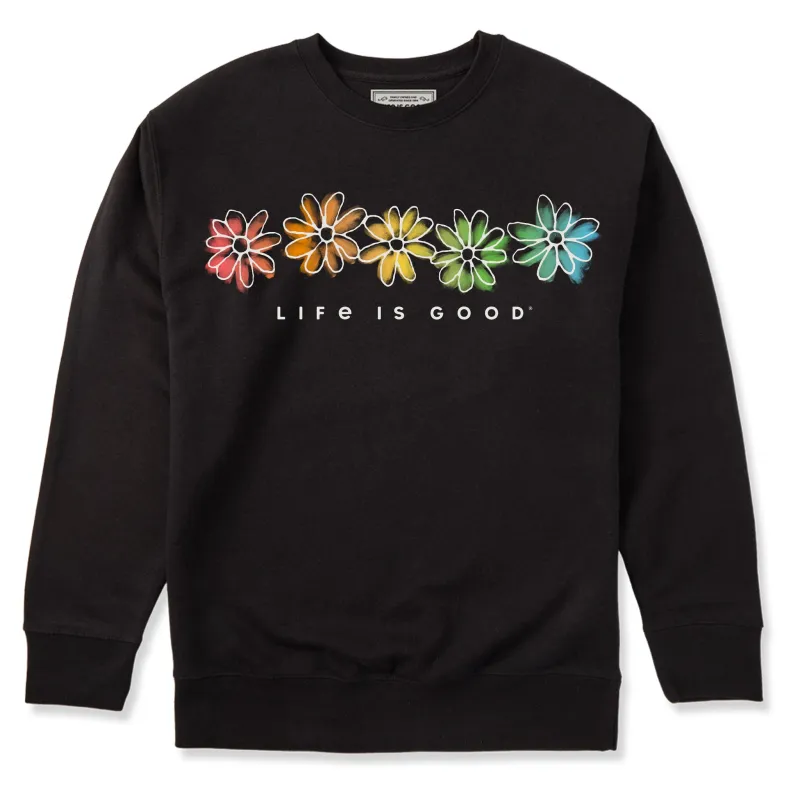 Adult Unisex Rainbow Daisies Every Wear Crew Sweatshirt sold by Life is Good
