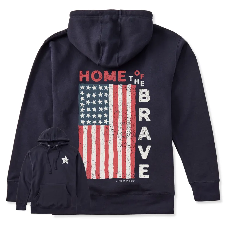 Adult Unisex Home of the Brave Raggedy Flag Every Wear Hoodie Sweatshirt sold by Life is Good