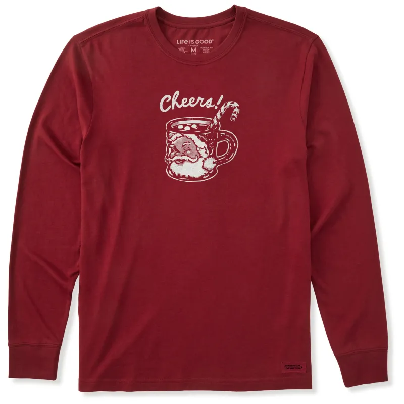 Men's Cheers Santa Mug Long Sleeve Crusher Tee sold by Life is Good