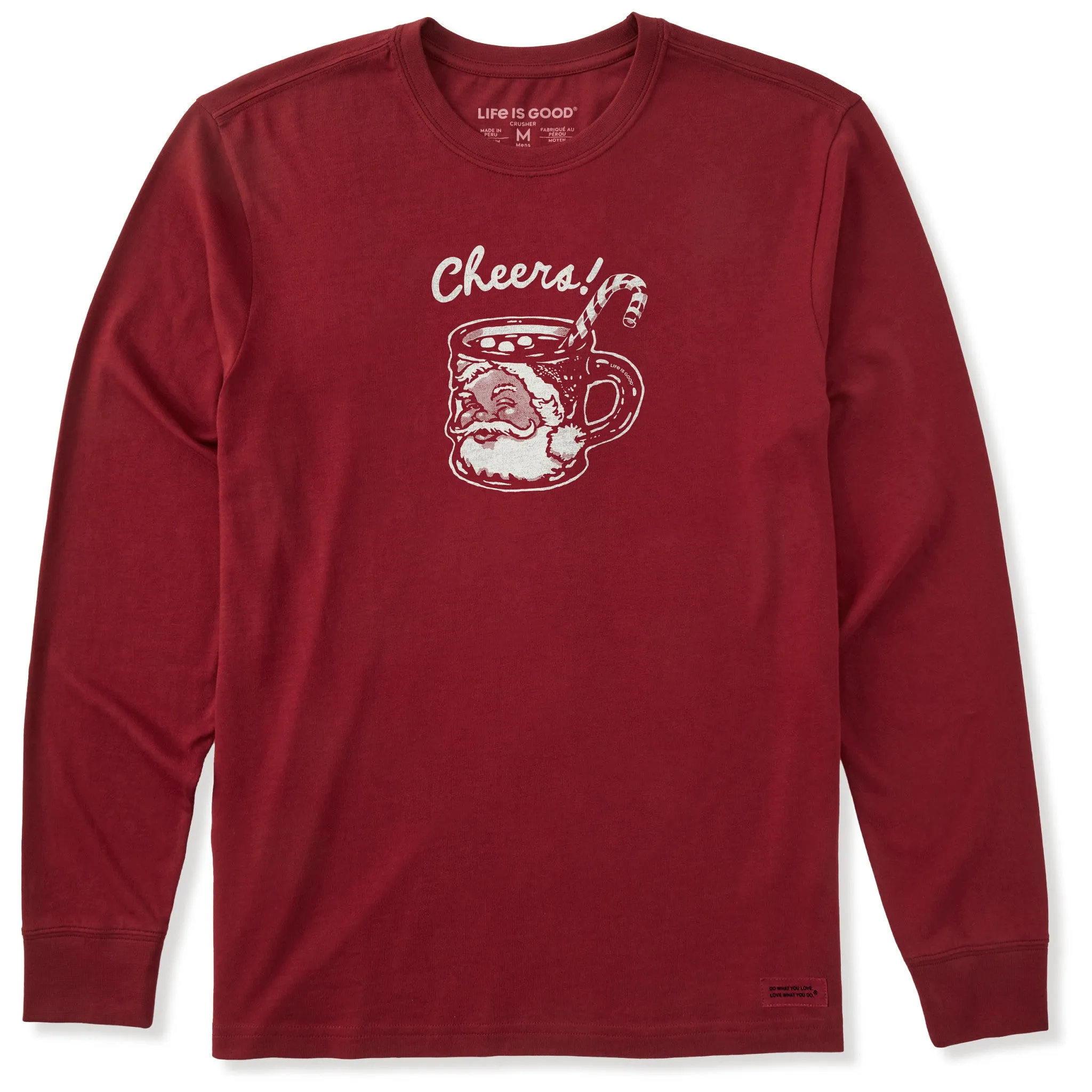 Men's Cheers Santa Mug Long Sleeve Crusher Tee sold by Life is Good