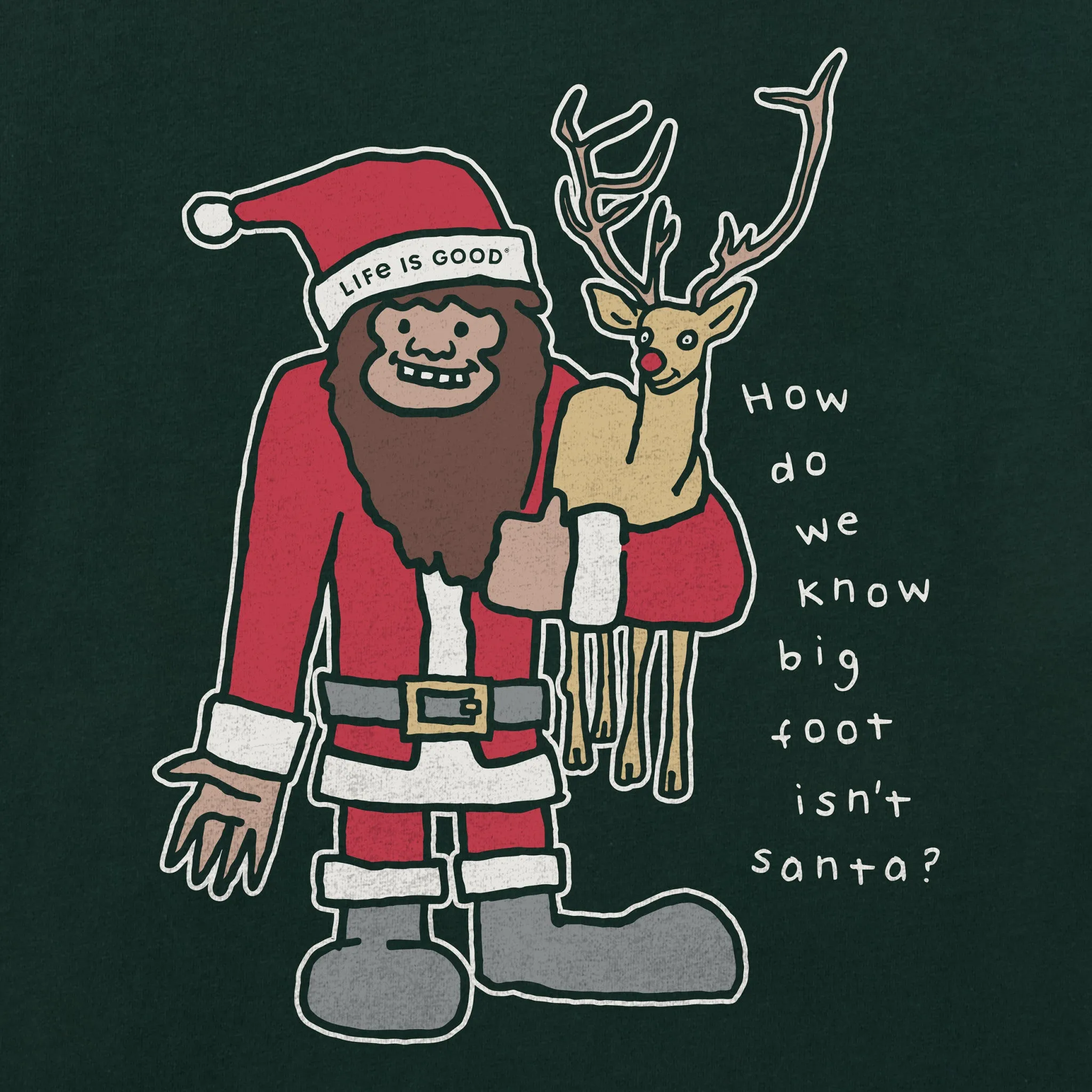 Men's Big Foot & Santa Long Sleeve Crusher Tee sold by Life is Good product image thumbnail 2