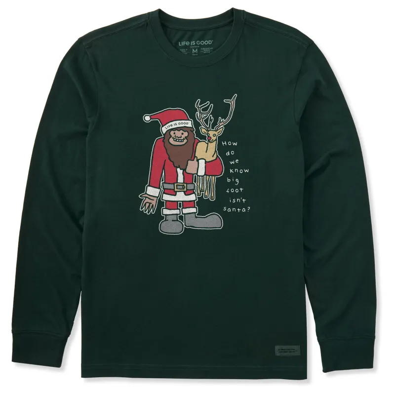 Men's Big Foot & Santa Long Sleeve Crusher Tee sold by Life is Good