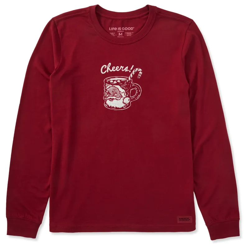 Women's Cheers Santa Mug Long Sleeve Crusher Tee sold by Life is Good