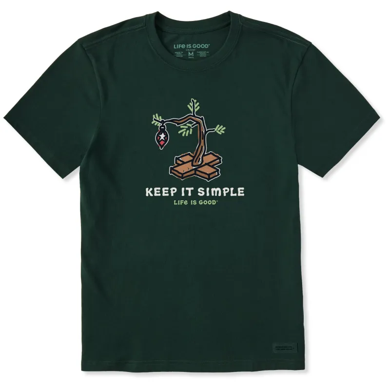Men's Keep it Simple Christmas Tree Short Sleeve Crusher Tee sold by Life is Good