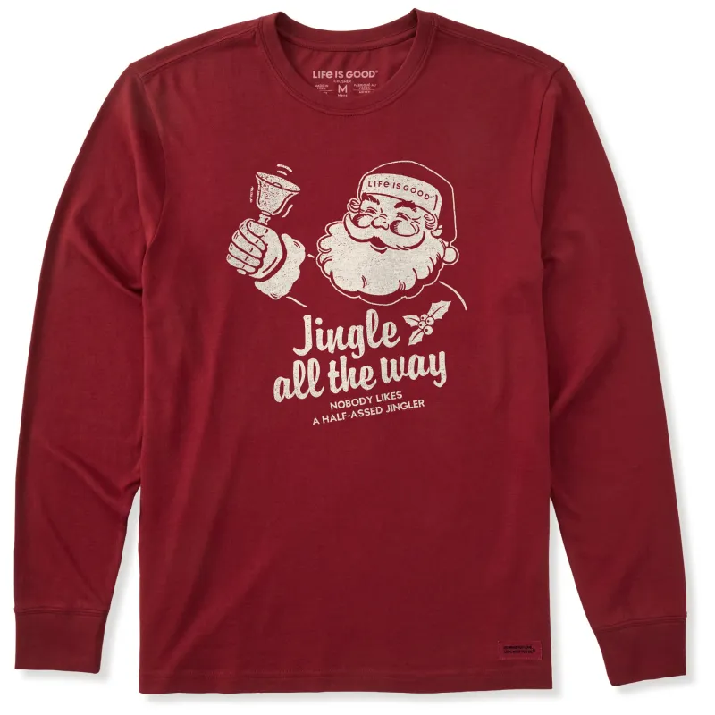 Men's Jingle Santa Long Sleeve Crusher Tee sold by Life is Good