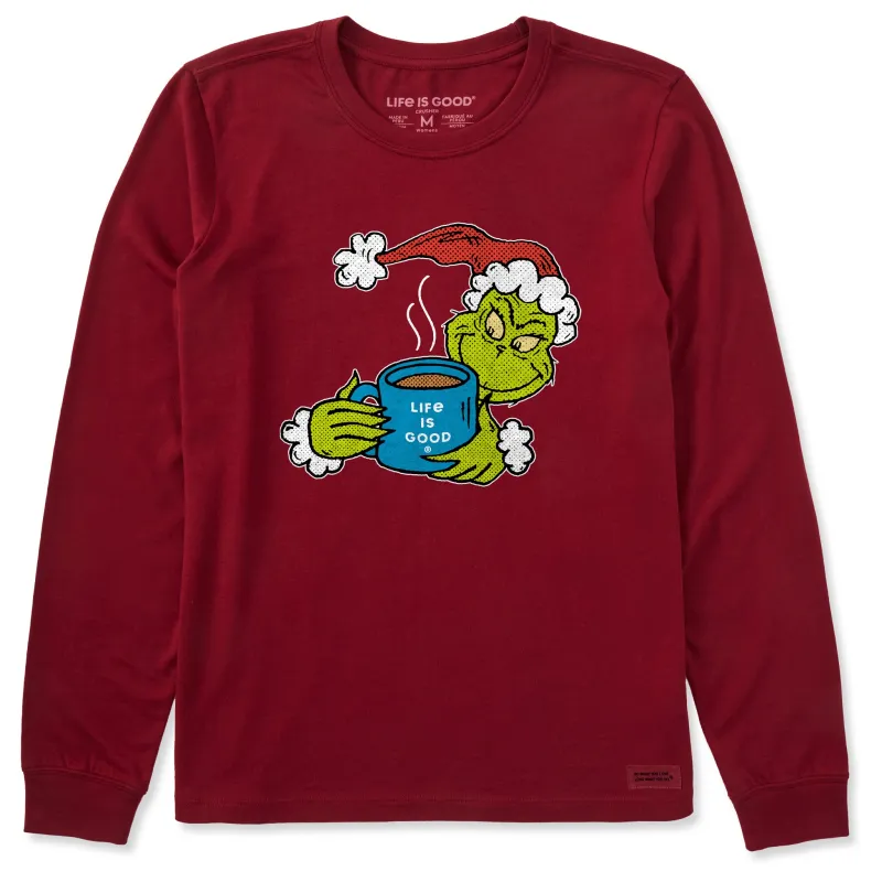 Women's Pop Art Grinch Coffee Long Sleeve Crusher Tee sold by Life is Good
