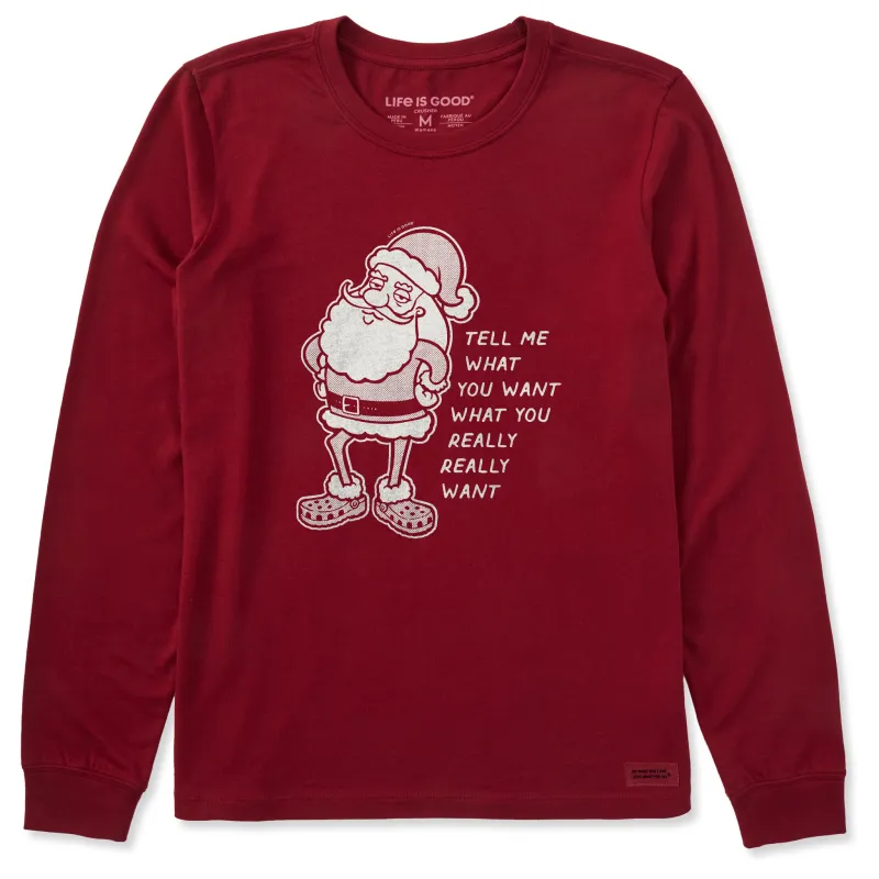 Women's Tell Me What Your Really Want Long Sleeve Crusher Tee sold by Life is Good