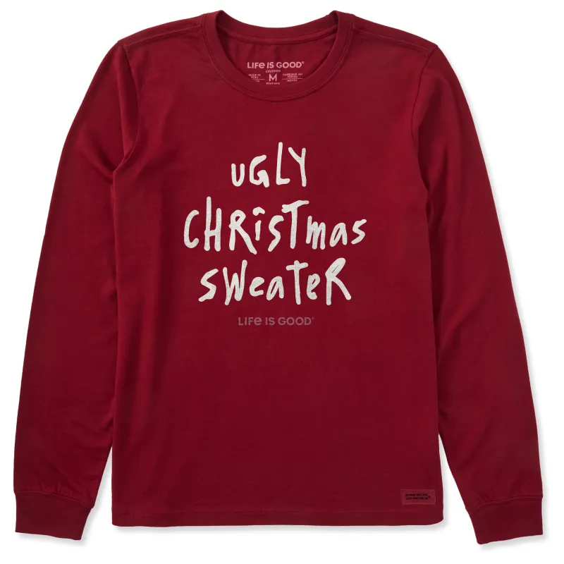 Women's Ugly Christmas Sweater Long Sleeve Crusher Tee sold by Life is Good