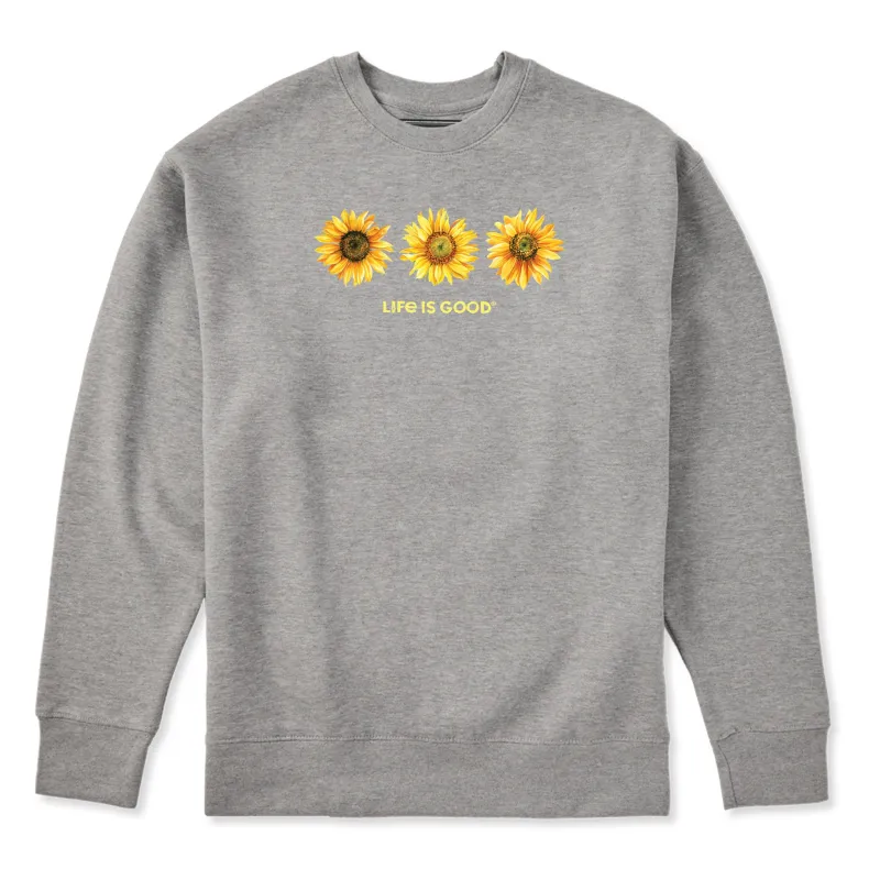 Adult Unisex 3 Sunflowers Every Wear Crew Sweatshirt sold by Life is Good