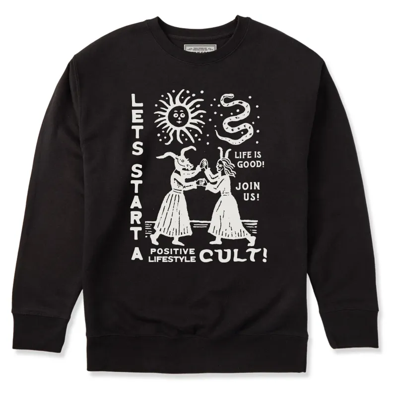 Adult Unisex Let's Start a Cult Every Wear Crew Sweatshirt sold by Life is Good