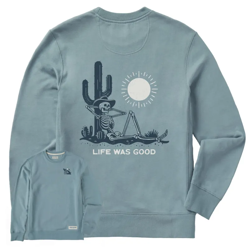 Men's Life was Good Cowboy Skull Simply True Fleece Crew sold by Life is Good