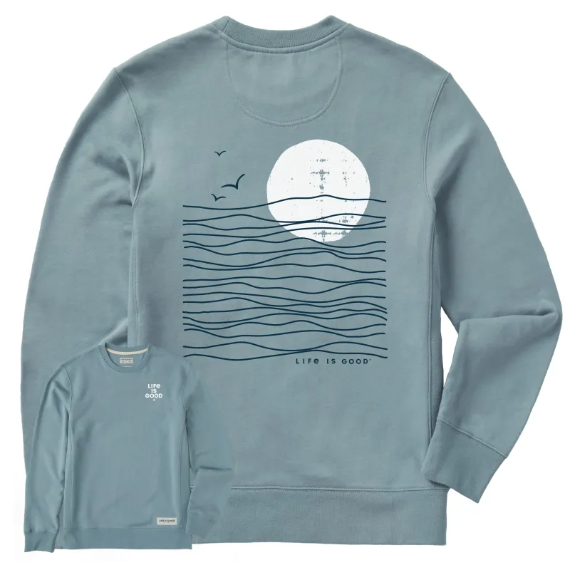 Men's Life is Good Sunset Waves Simply True Fleece Crew sold by Life is Good