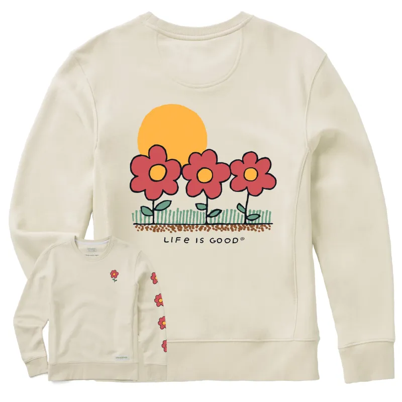 Women's 3 Flowers Simply True Fleece Crew sold by Life is Good