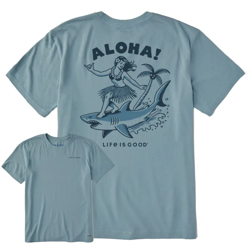 Men's Aloha Shark Short Sleeve Crusher Tee sold by Life is Good