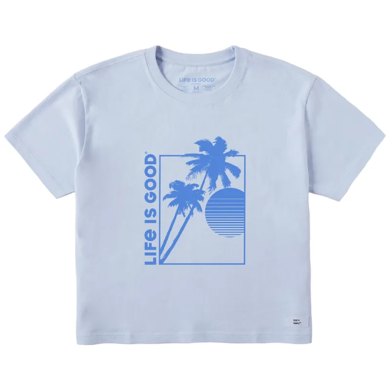 Women's Double Palm Sunset Short Sleeve Crusher Boxy Tee sold by Life is Good