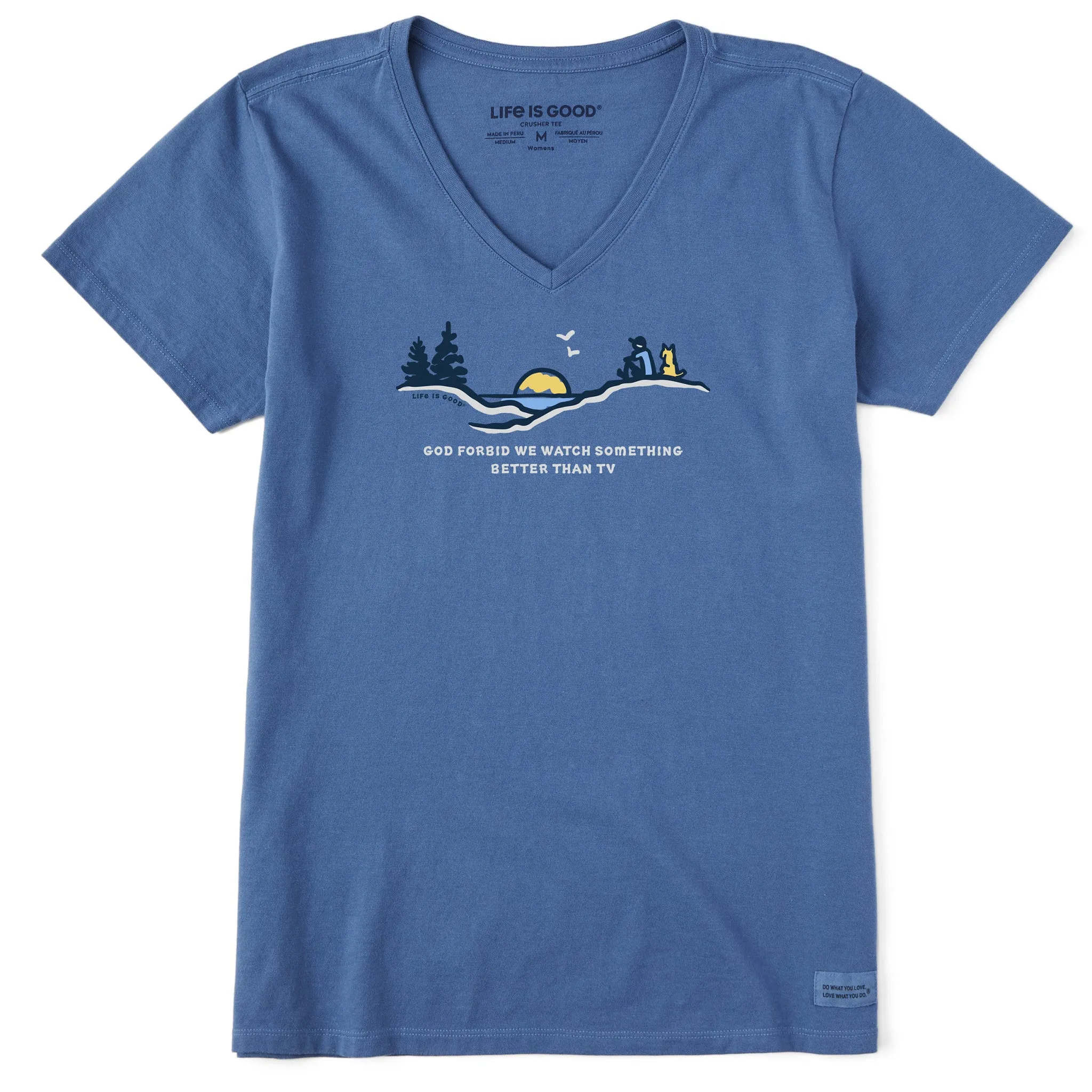 Women's God Forbid Sunset Short Sleeve Crusher Vee sold by Life is Good