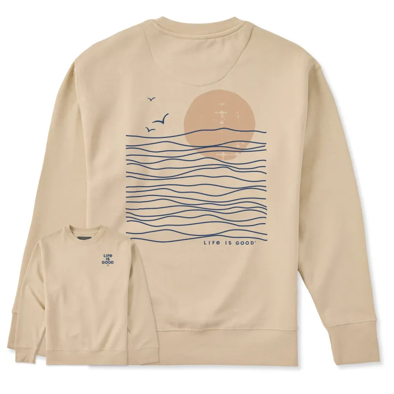 Adult Unisex Life is Good Sunset Waves Every Wear Crew Sweatshirt sold by Life is Good