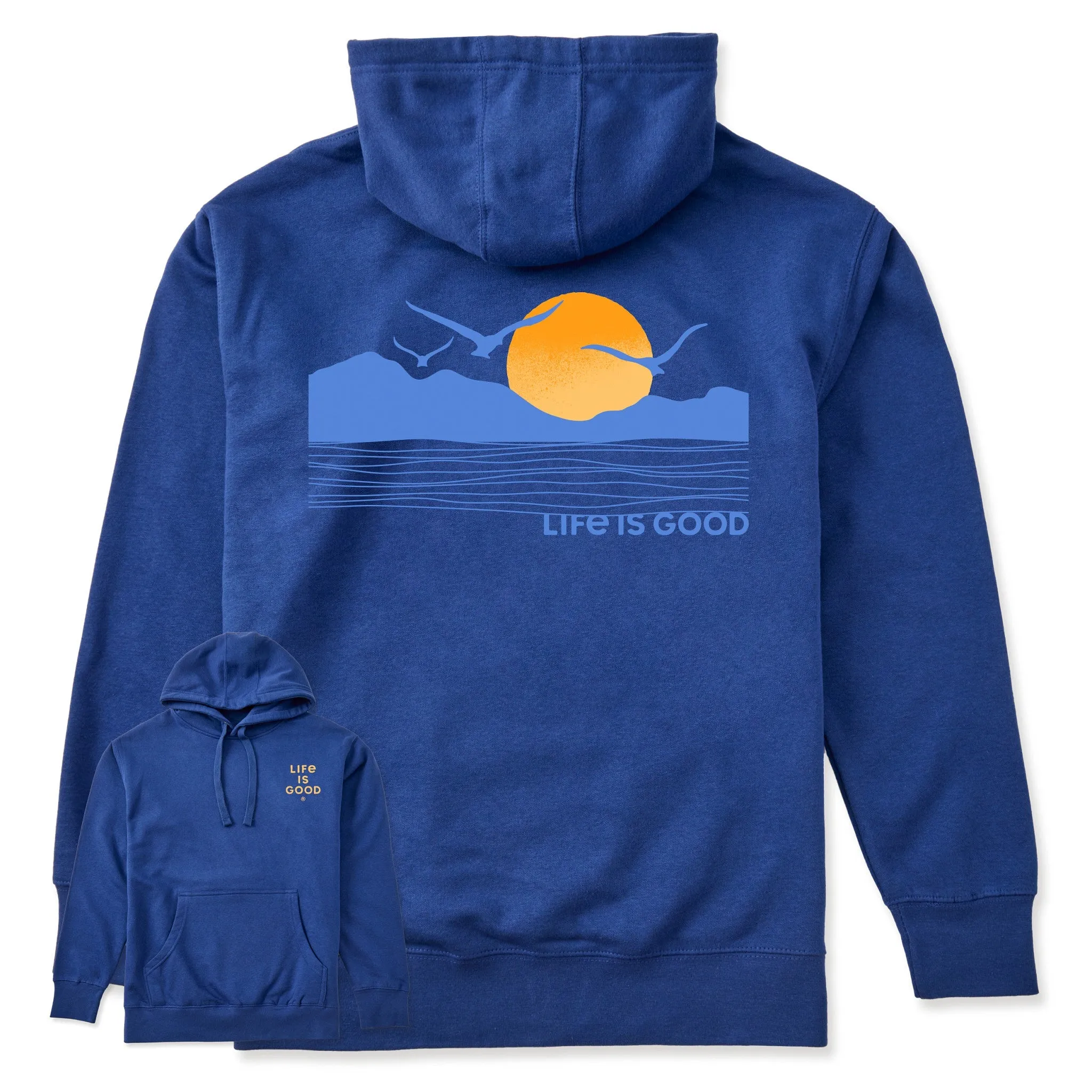 🎁 Adult Unisex Life is Good Sunset Birds Every Wear Hoodie Sweatshirt (100% off) sold by Life is Good