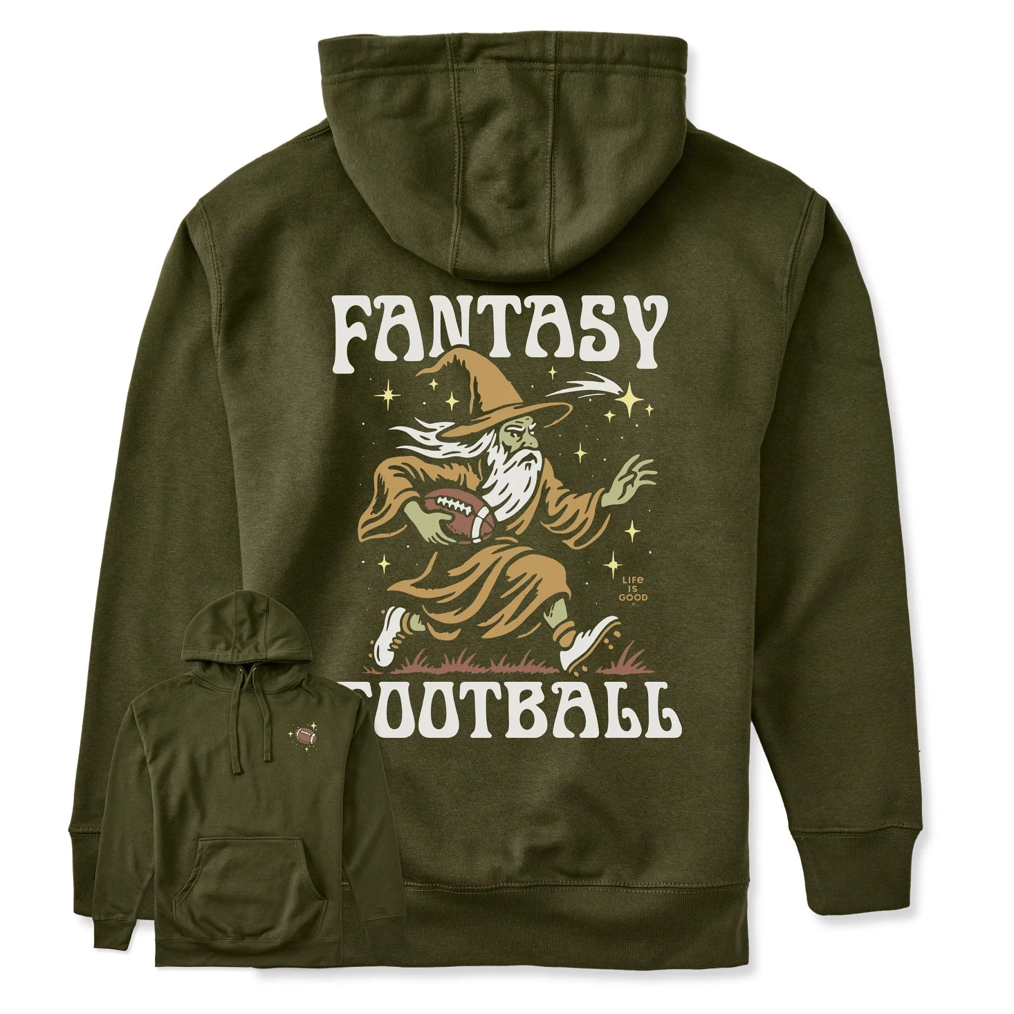 🎁 Adult Unisex Fantasy Football Wizard Every Wear Hoodie Sweatshirt (100% off) sold by Life is Good product image thumbnail 2