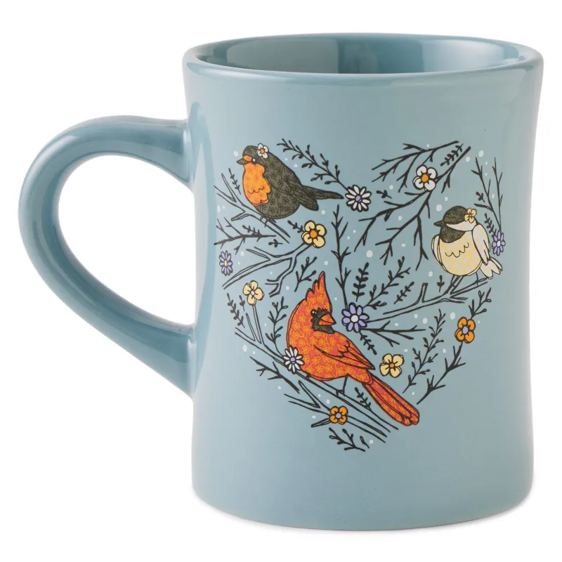 🎁 Adult Unisex Cute Winter Bird Heart Diner Mug (100% off) sold by Life is Good