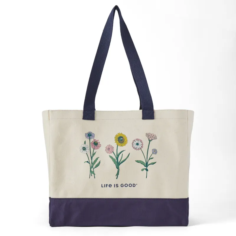 🎁 Adult Unisex Botanical Flowers Peace Cotton Canvas Tote (100% off) sold by Life is Good