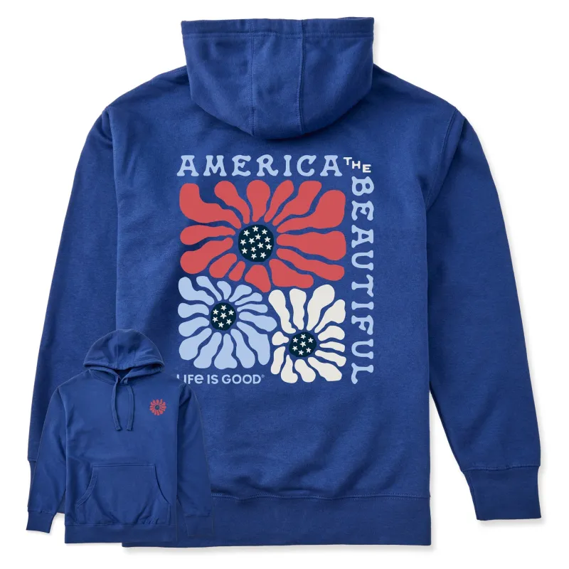 🎁 Adult Unisex America the Beautiful Flowers Every Wear Hoodie Sweatshirt (100% off) sold by Life is Good
