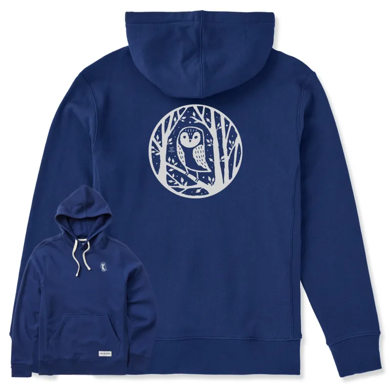 Men's Owl in the Trees Simply True Fleece Hoodie sold by Life is Good