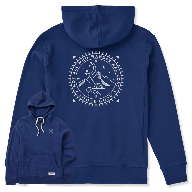 Men's Wander Compass Camp Simply True Fleece Hoodie sold by Life is Good