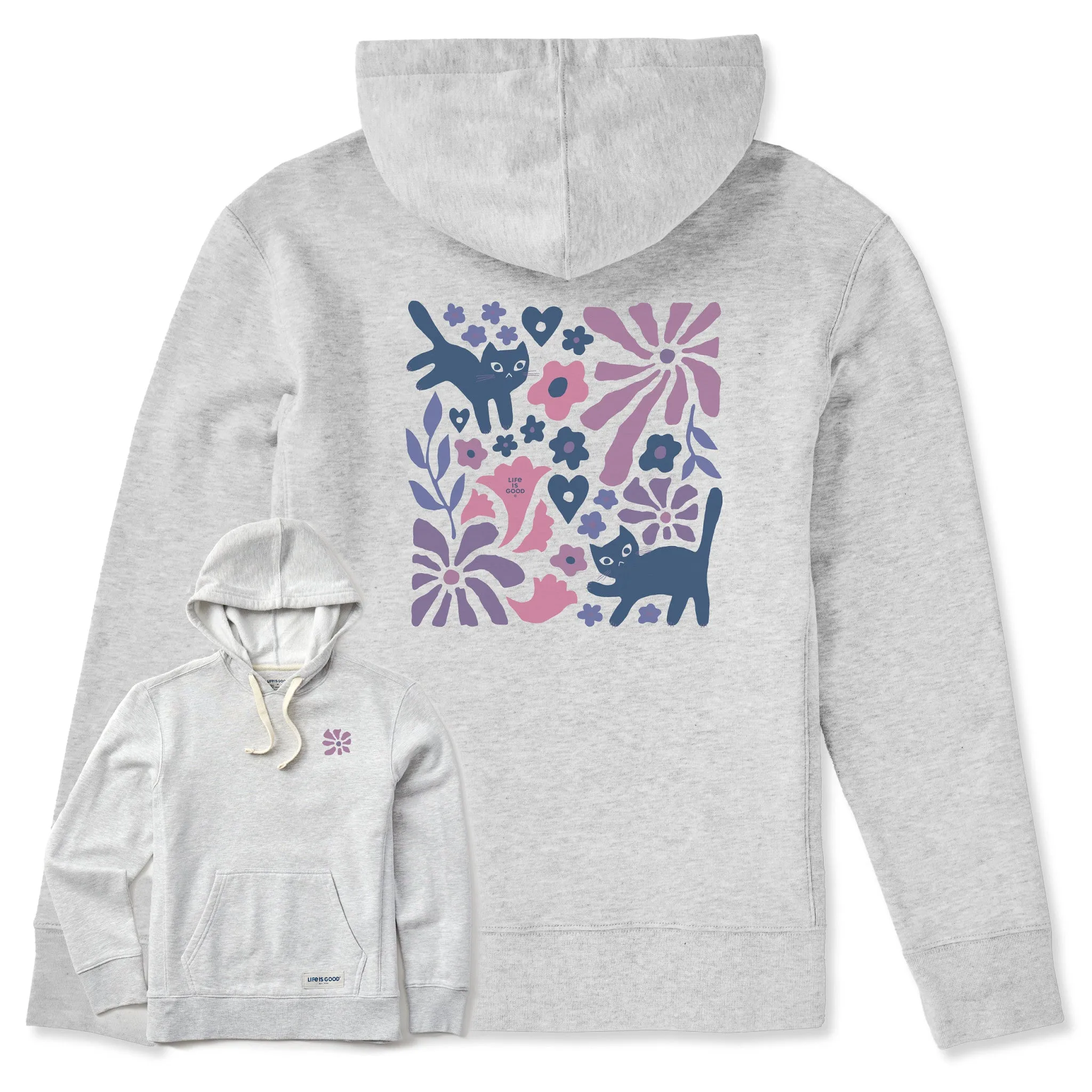 Women's Cats in Flower Field Simply True Fleece Hoodie sold by Life is Good product image thumbnail 4