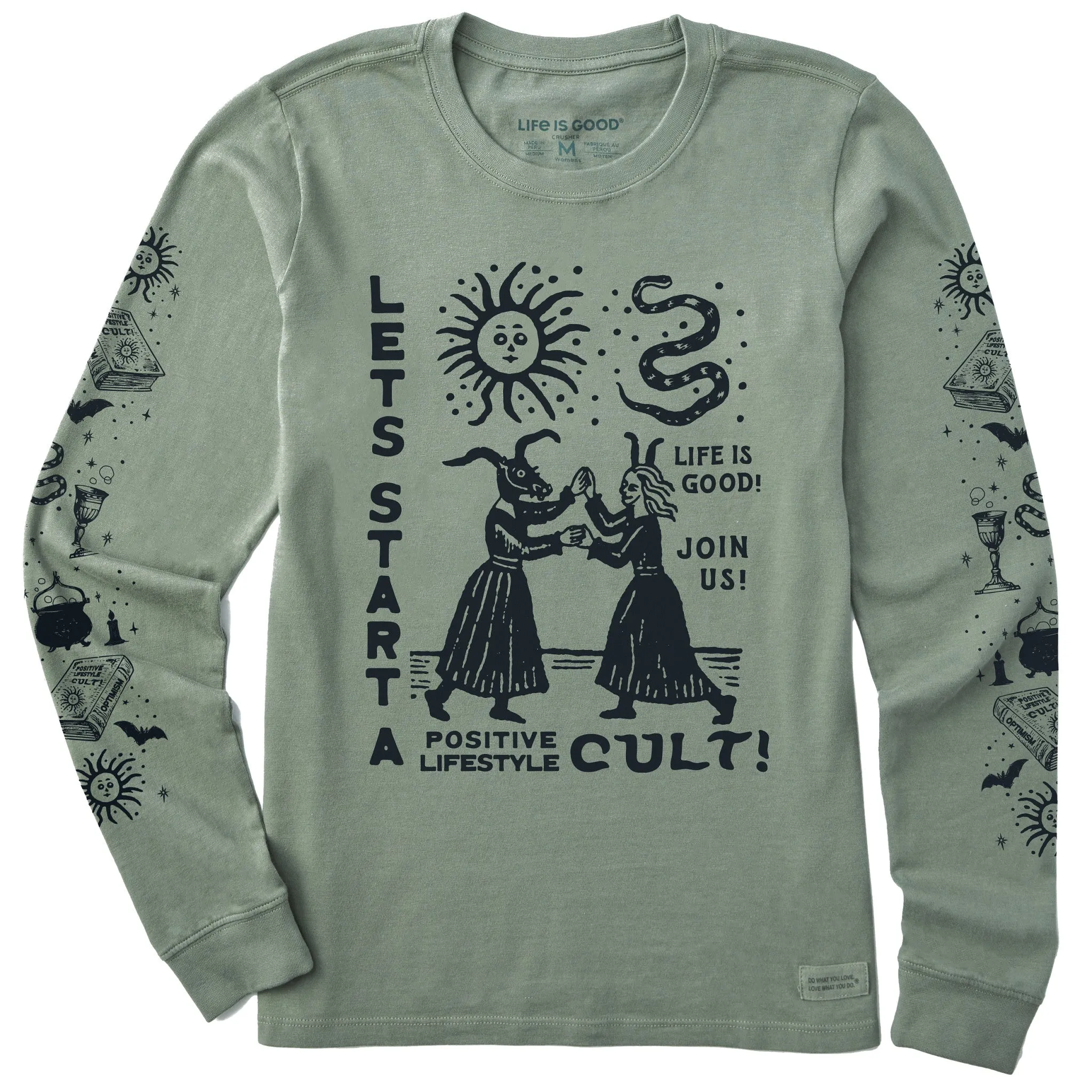 Women's Let's Start a Cult Long Sleeve Crusher Tee sold by Life is Good product image thumbnail 4