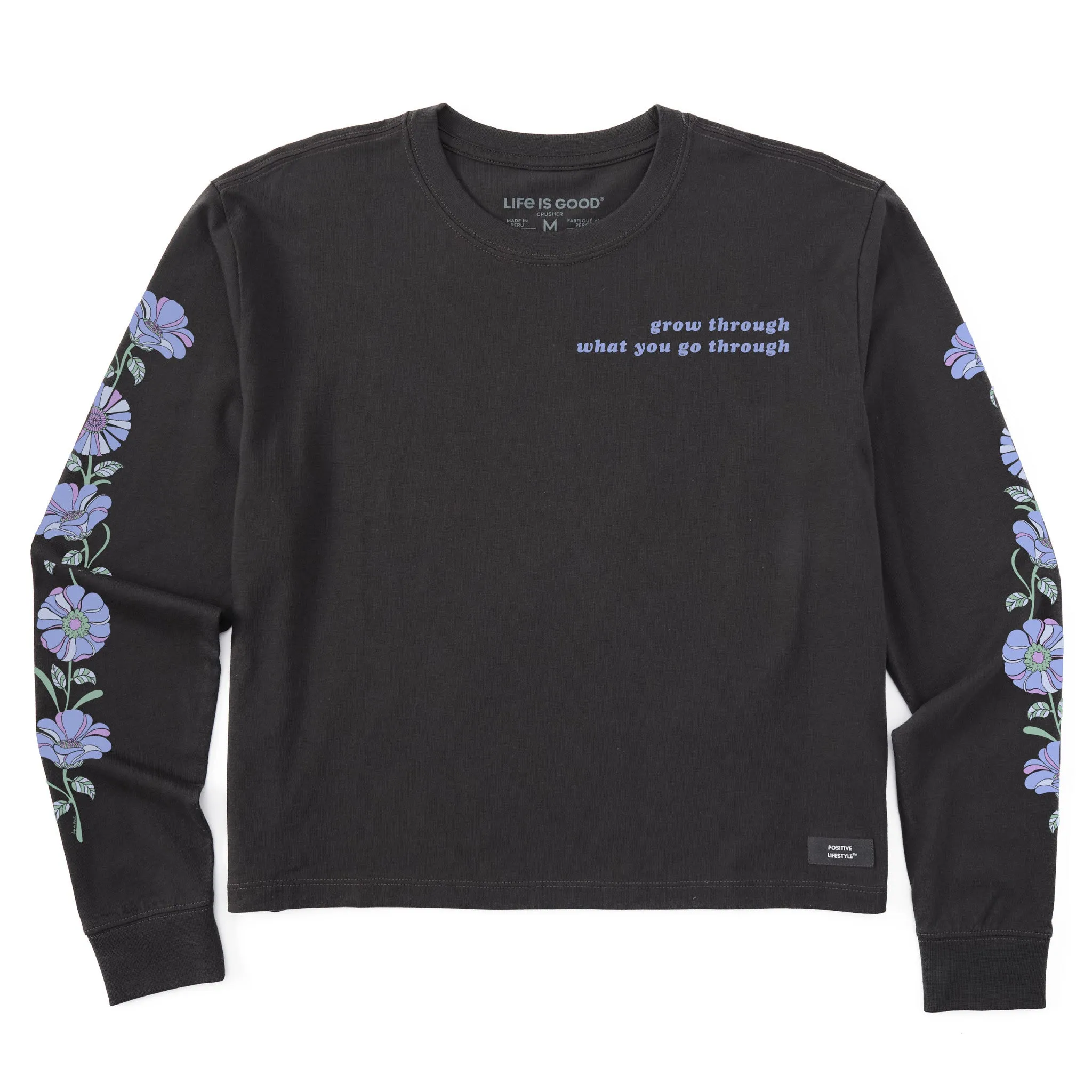 Women's Grow Through Retro Flowers Long Sleeve Crusher Boxy Tee sold by Life is Good product image thumbnail 4