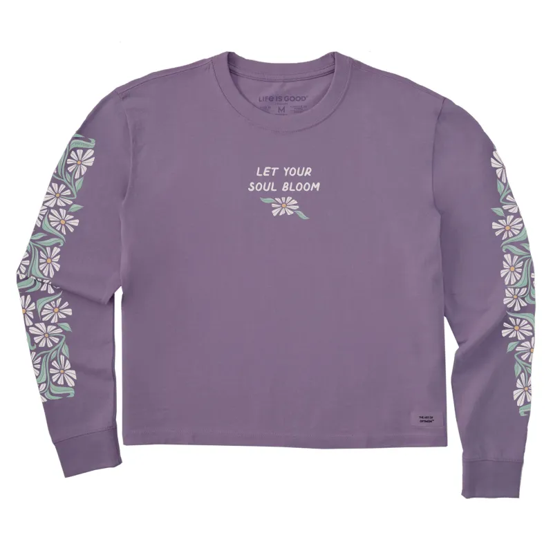 Women's Let Your Soul Bloom Daisies Long Sleeve Crusher Boxy Tee made by Life is Good