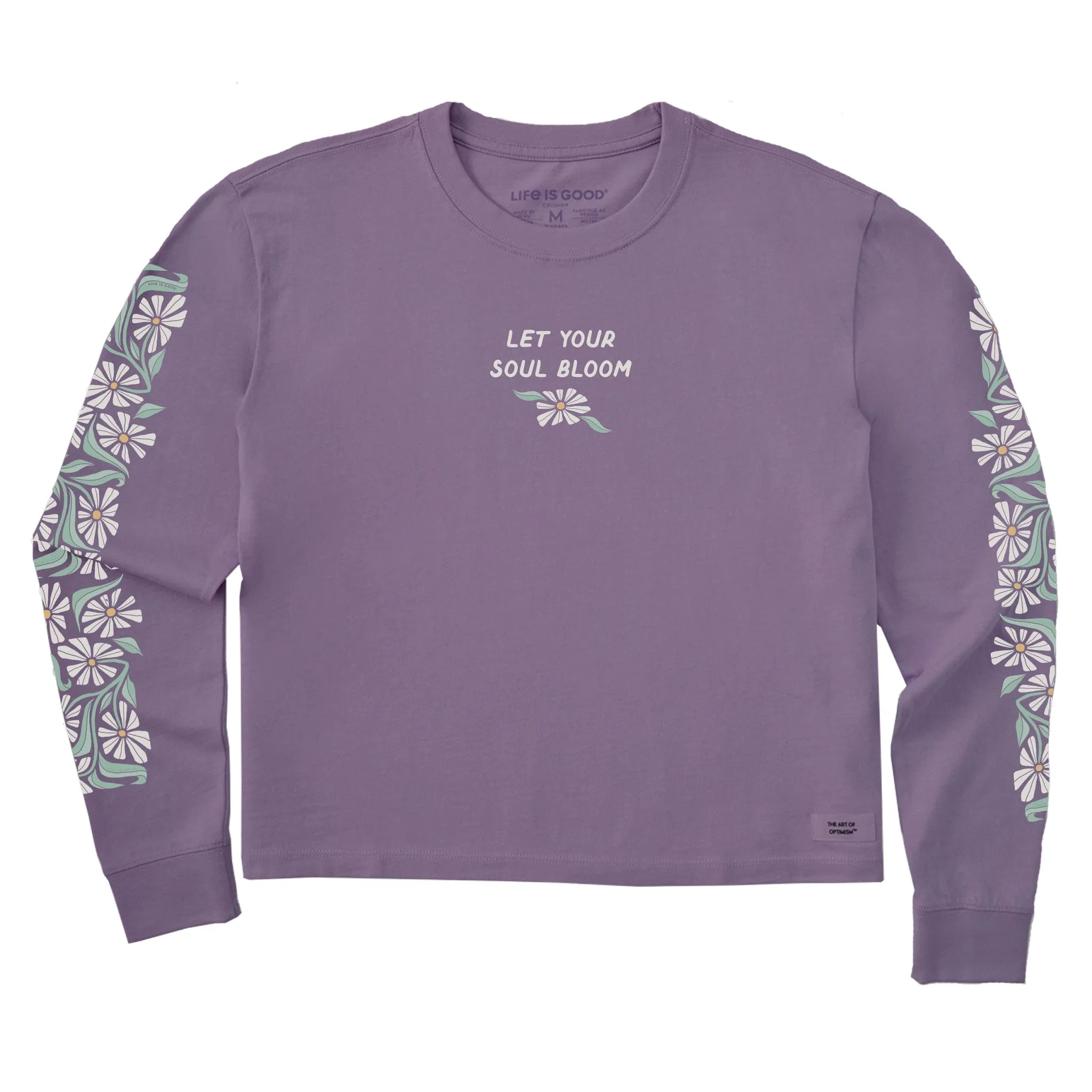Women's Let Your Soul Bloom Daisies Long Sleeve Crusher Boxy Tee sold by Life is Good