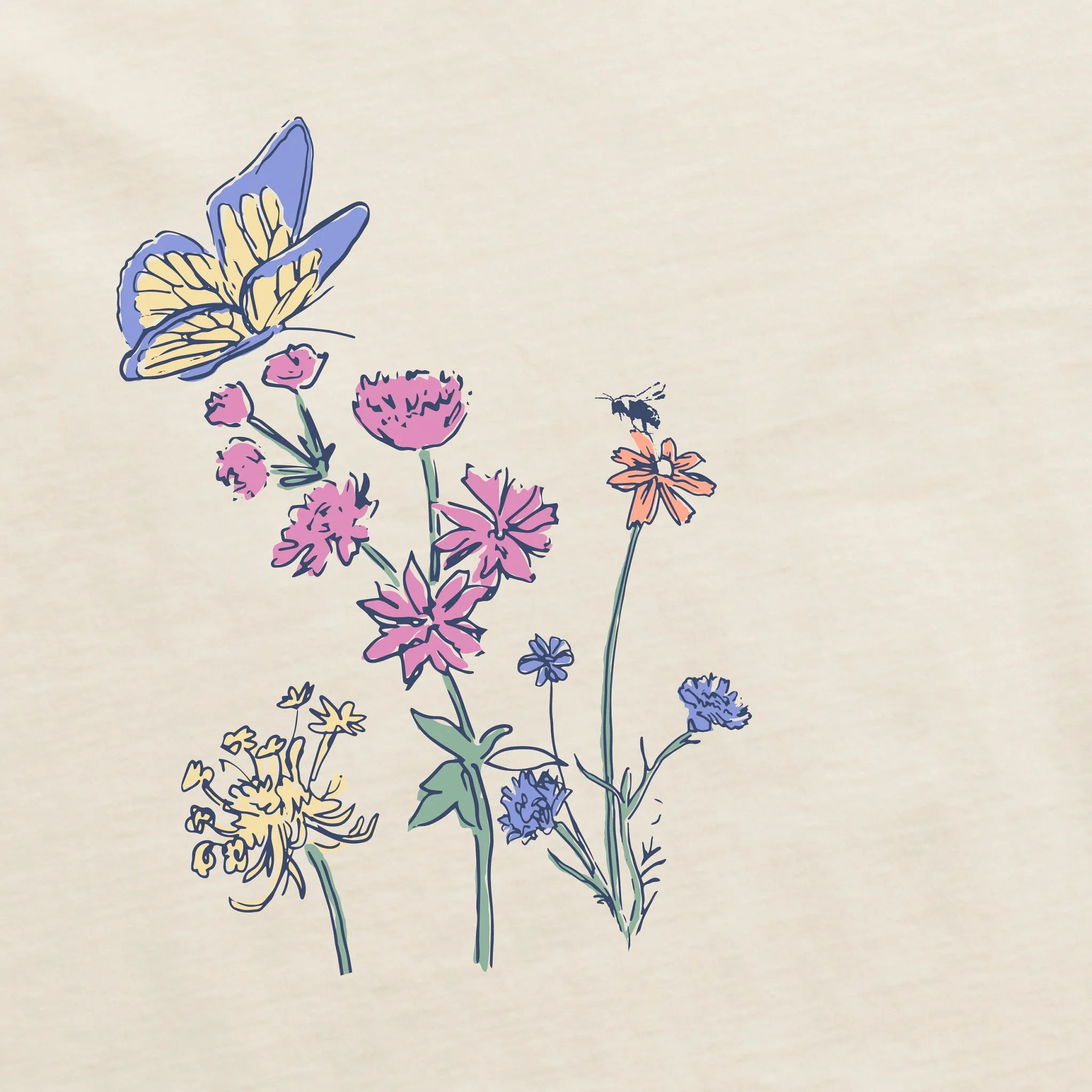 Women's Wildflower Butterfly Garden Long Sleeve Crusher Boxy Tee sold by Life is Good product image thumbnail 2