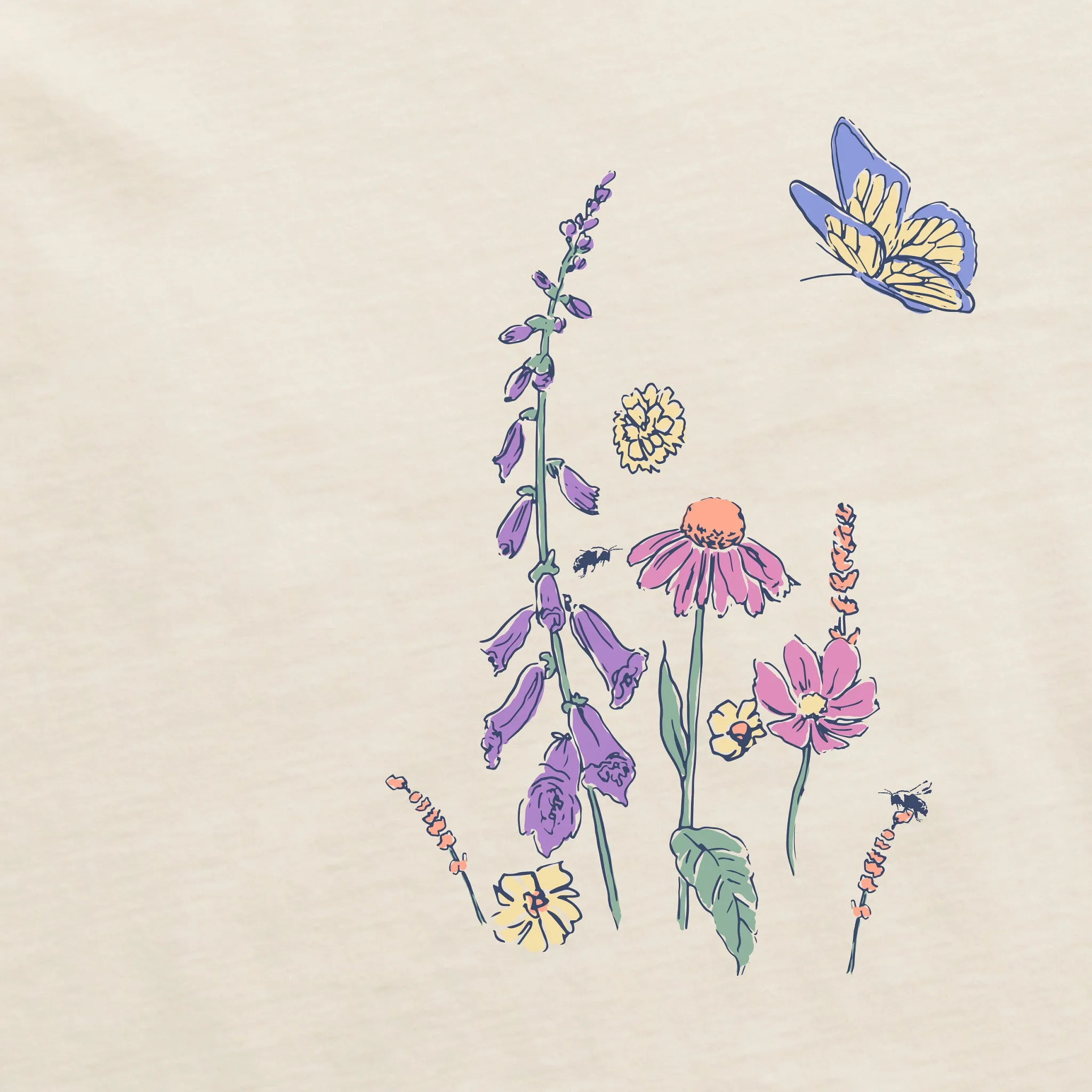 Women's Wildflower Butterfly Garden Long Sleeve Crusher Boxy Tee sold by Life is Good product image thumbnail 3