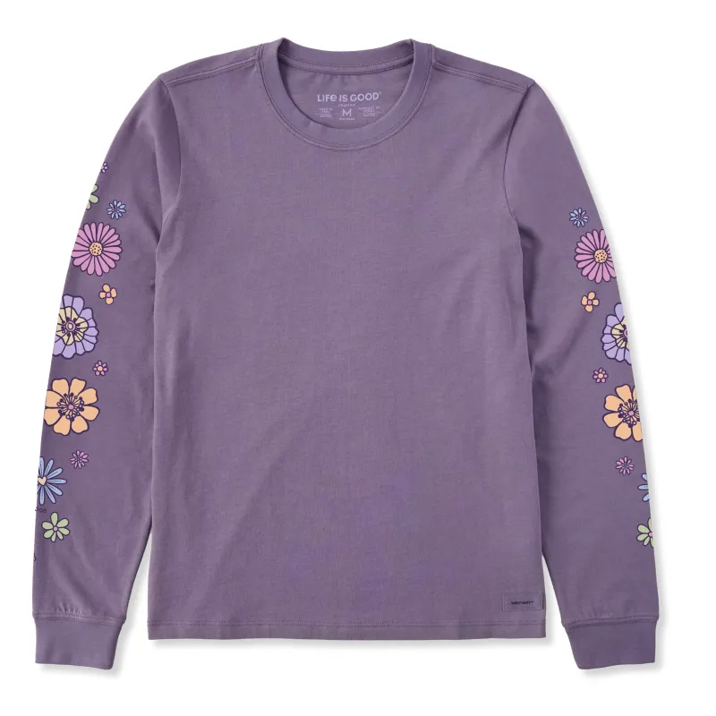 Women's Retro Flowers Long Sleeve Crusher Tee sold by Life is Good